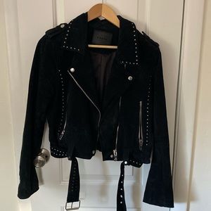 BLANK NYC Suede Moto Jacket with Silver Grommets - Size M